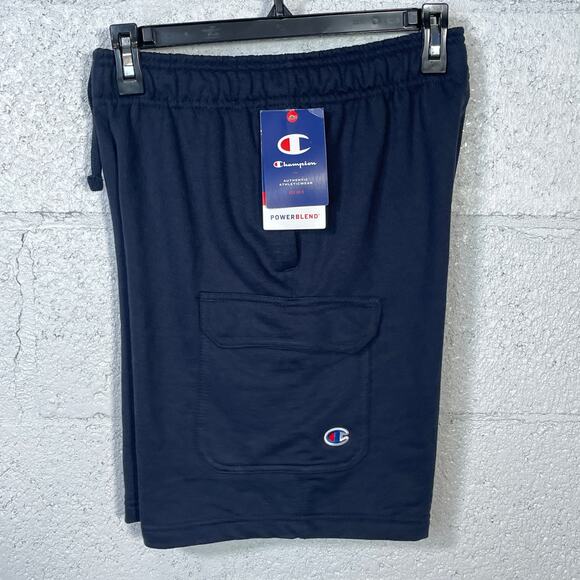 Champion Men's Powerblend 8" Cargo Shorts Navy Small - Picture 1 of 8